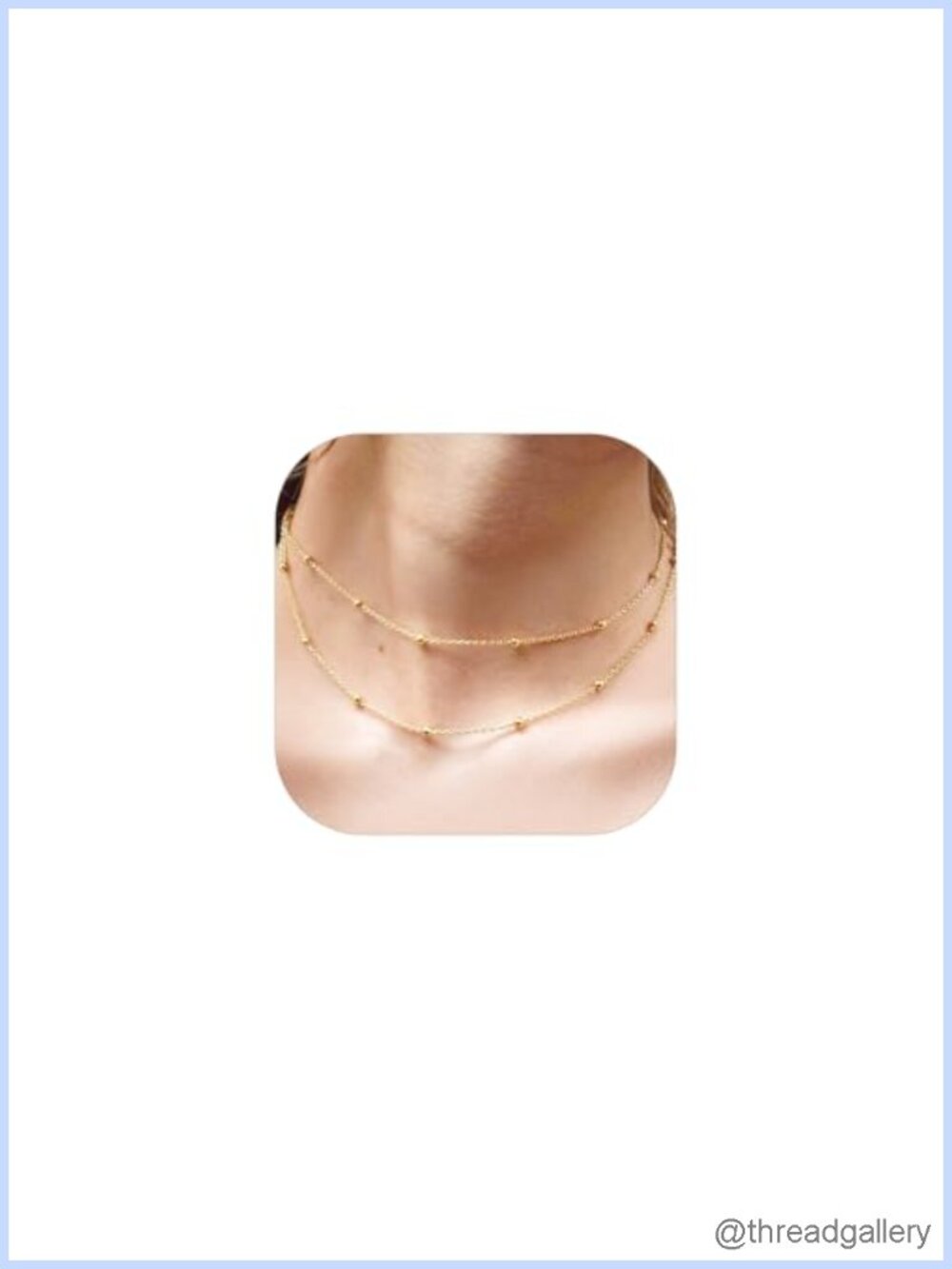 18K Gold Plated Brass Double Layered Beaded Chain Choker Necklace for Women